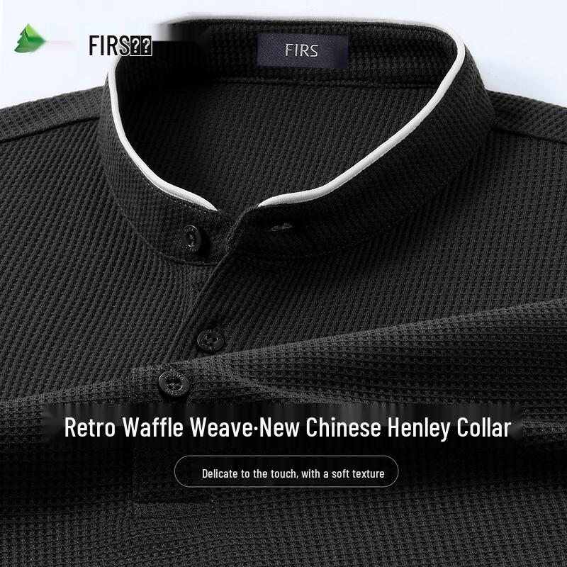 

Men s Waffle Knit Henley Polo Shirt XL