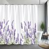 Lavender Shower Curtain Watercolour Art Painting Creative Polyester Bath Curtains Bathroom Decor With Hooks Bathroom Accessories