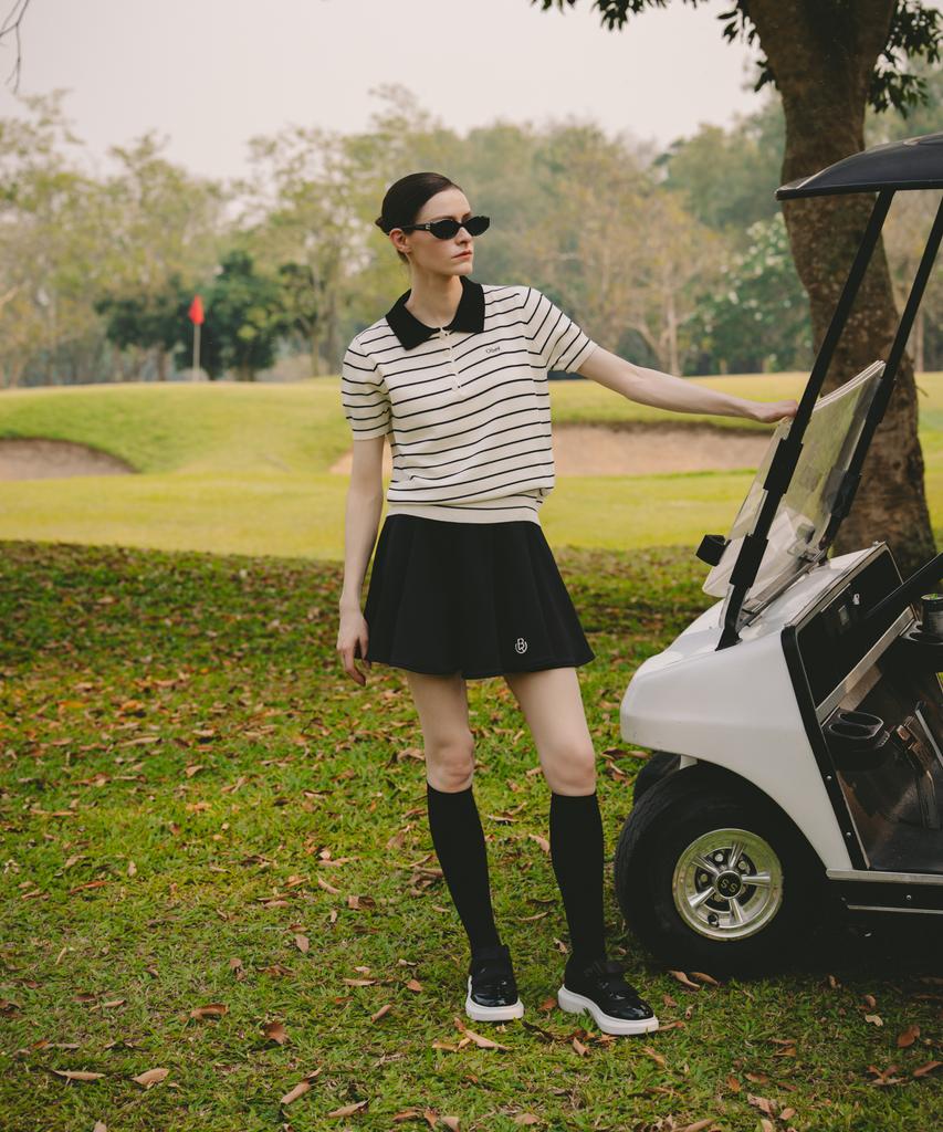 OBER GOLF Summer Striped Polo Knit (Black)