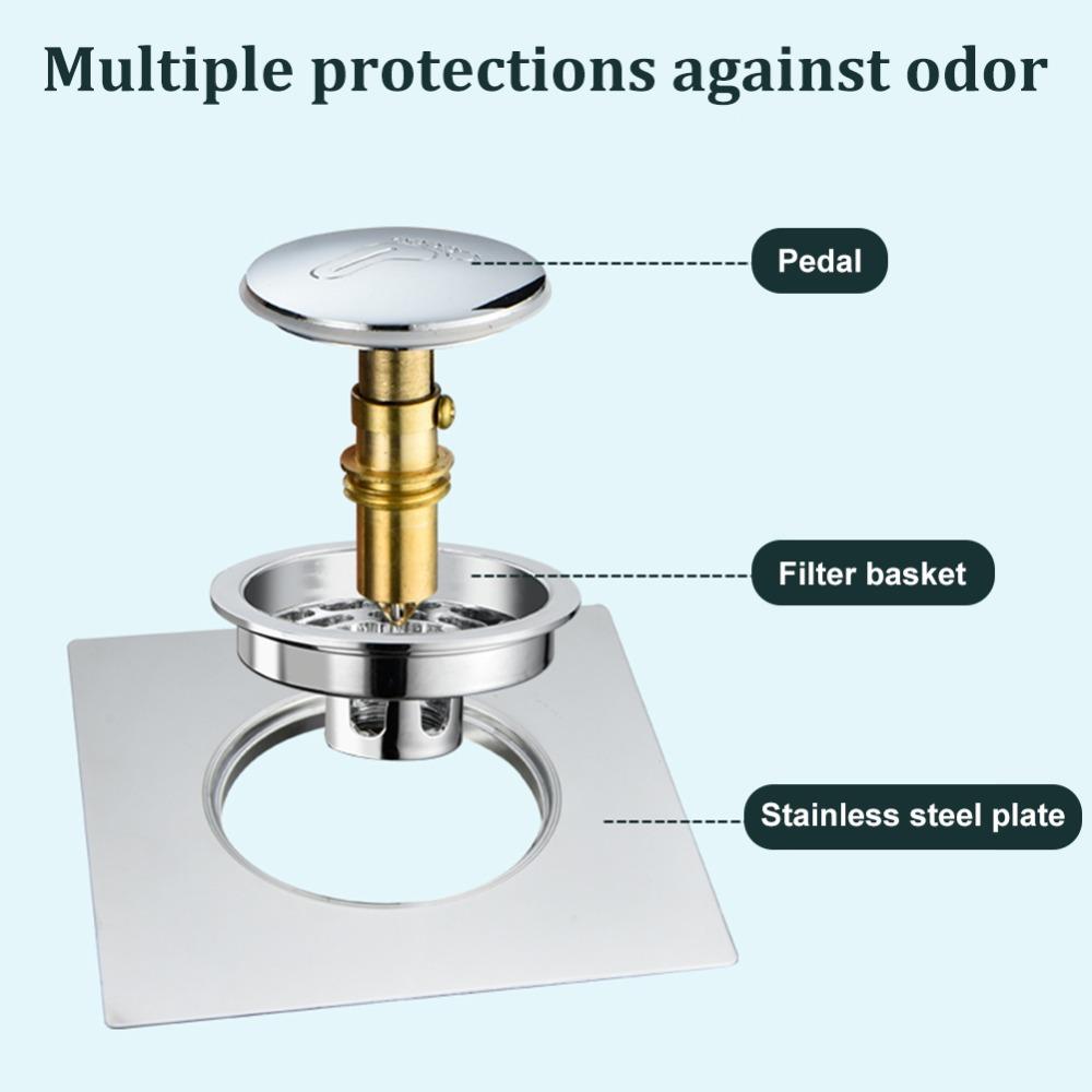 Pedal Type Shower Foot Floor Drain Pop Up Bounce Sewer Floor Strainer Press-Type Floor Drain