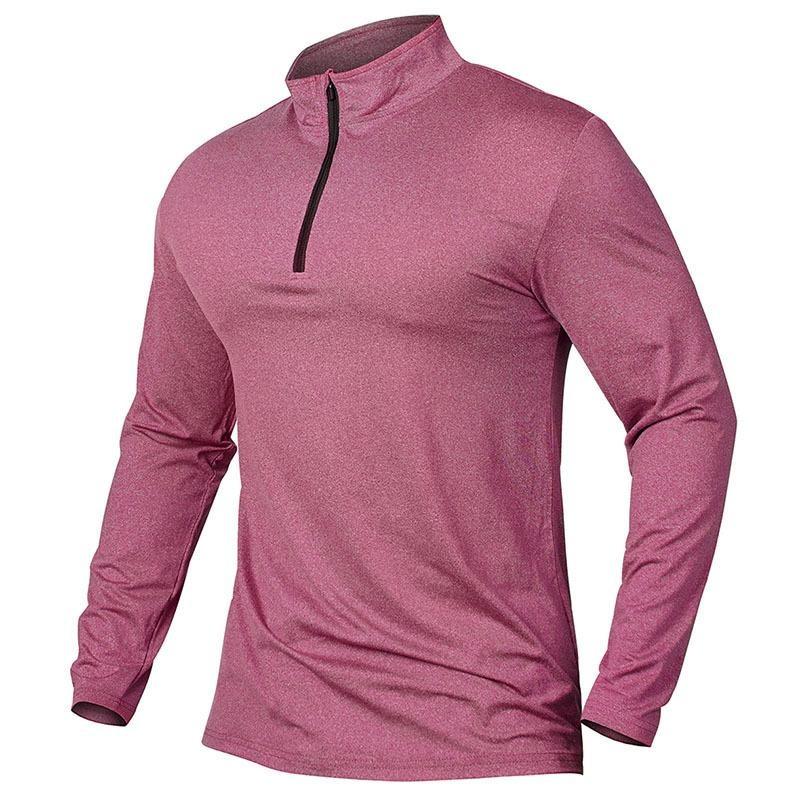 Men's Active Sports Shirts 1/4 Zip Performance Long Sleeve Athletic Workout Running T Shirt Quarter Zip Outdoor Hiking Golf Pullover Tops EURO Size