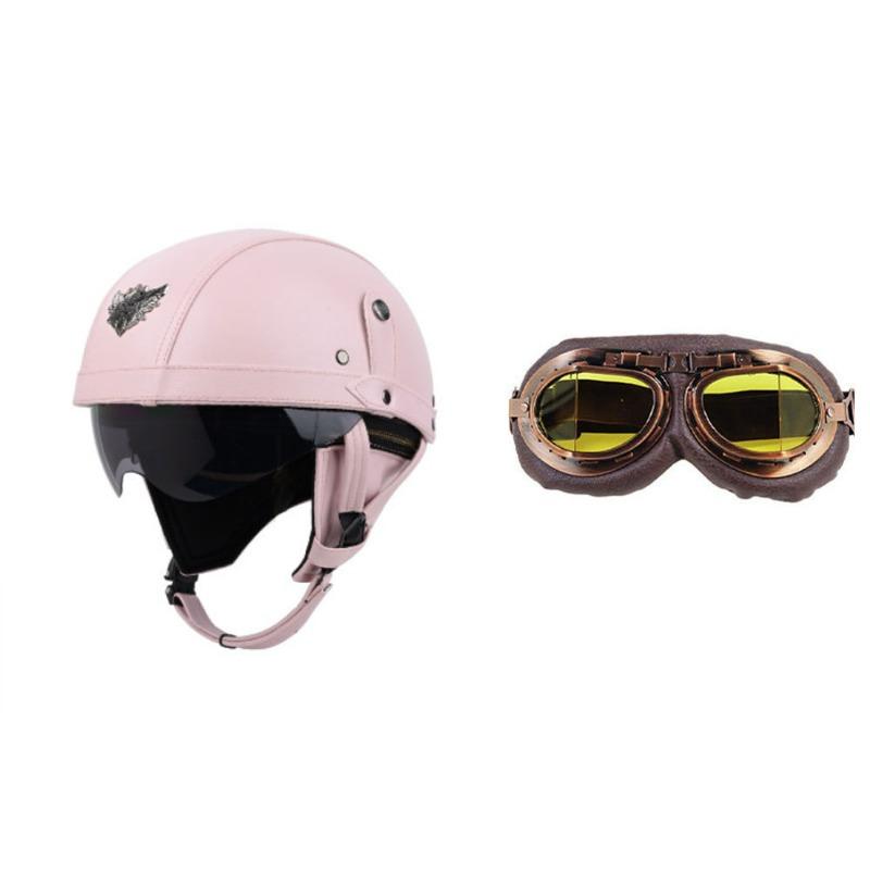 Vintage Personality Helmet Lens Standard Motorcycle Half Helmet Scooter Cruise Leather Helmet Prince Helmet