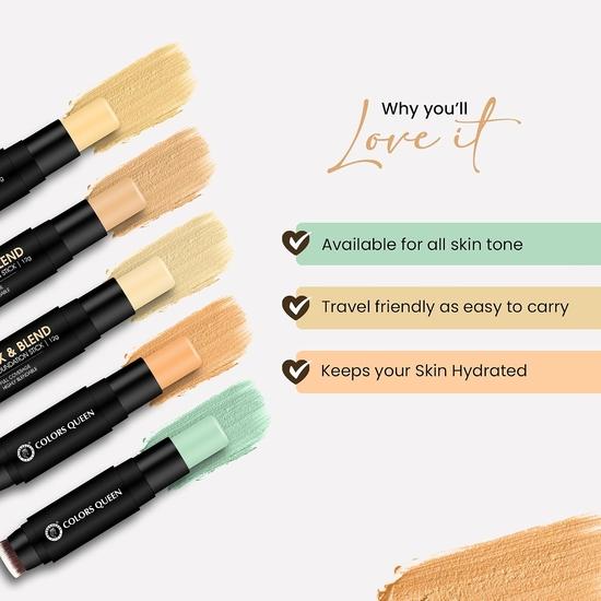 Colors Queen - Fix & Blend - Matte Foundation Stick | Full Coverage Foundation for Face Makeup with Natural Matte Finish (06 - Irish, 12g)