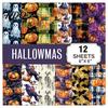 Dýně Duch Netopýr Papír 12 Listů Fialový Gotický Halloweenský Scrapbookový Papír Dvojitý