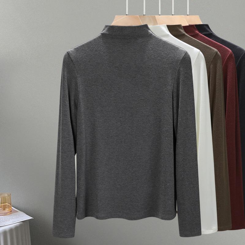 Semi-turtleneck wool knitted bottoming shirt women's new early autumn inner long-sleeved top design slim-fitting shirt