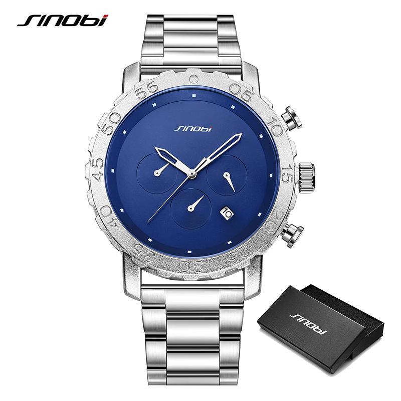 

SINOBI Новое поступление мужские часы с хронографом оригинальный дизайн мужские кварцевые наручные часы Женева спортивные часы синий