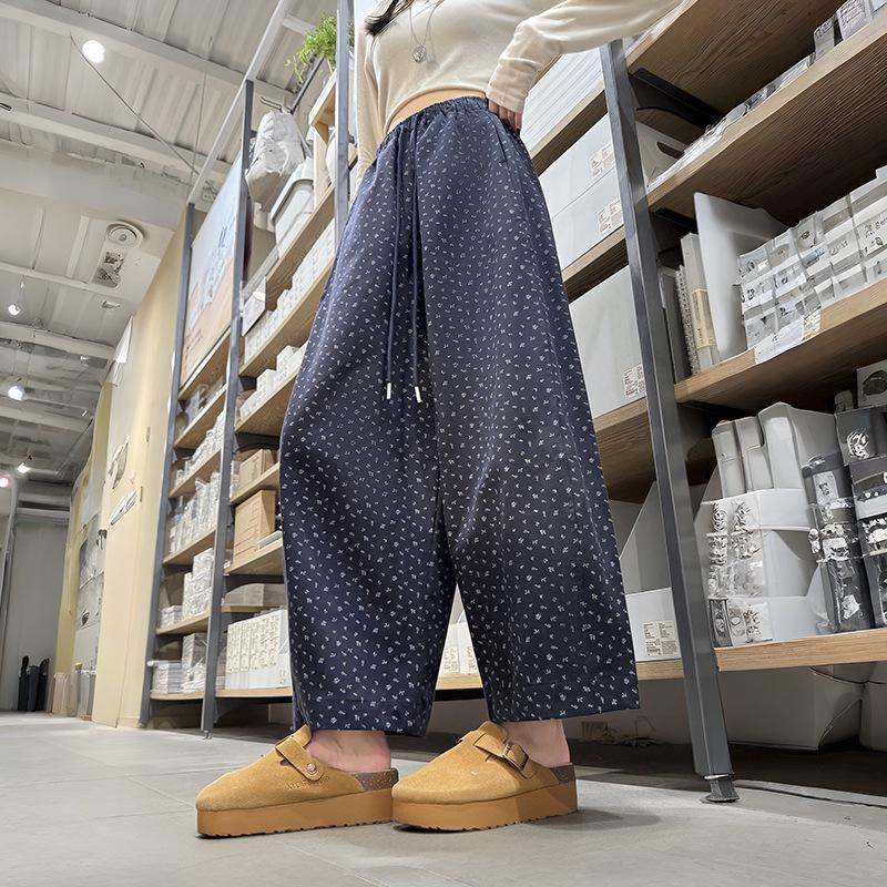 Printed Tencel Cotton Slimming Balloon Cropped Pants - Spring 2026 Women s Petite Grandma Style 2XL