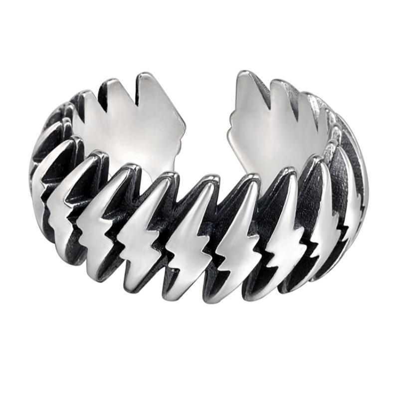 

Кольцо Молния Мужское, Хип-хоп Персонализированное Модное Универсальное Ретро Винтажное Винтажное Кольцо opening adjustable