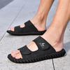 Summer 2026 Men's Large Leather Outdoor Beach Slippers, Size 48