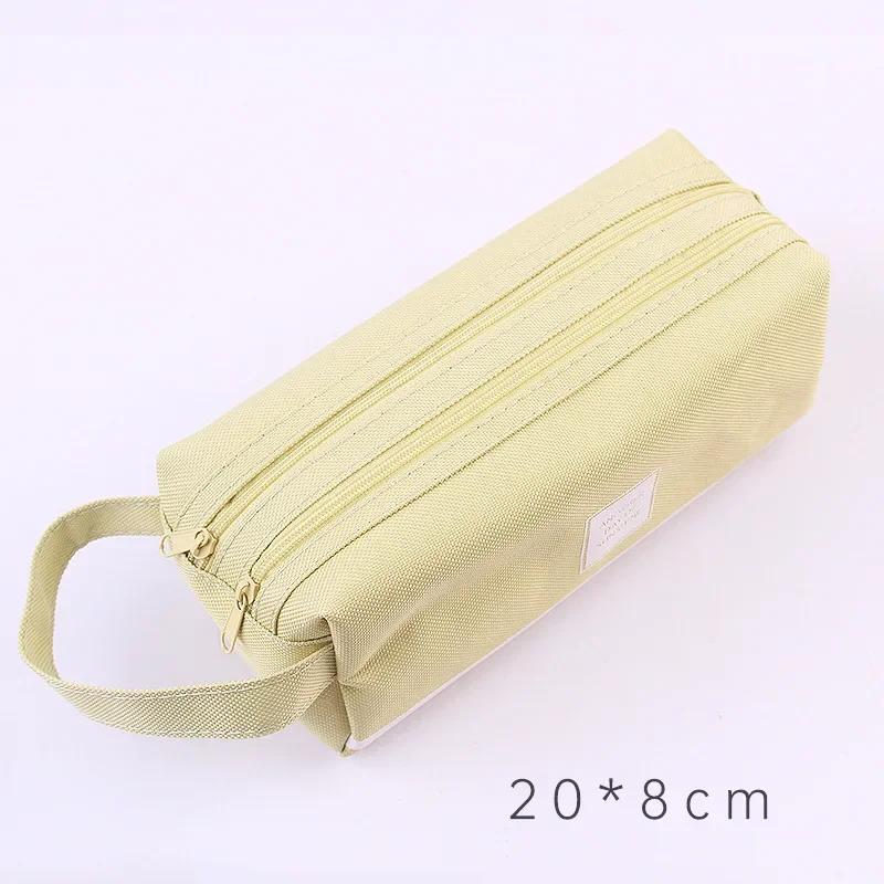 Large Capacity Pencil Cases Double Layer Simple Canvas Bags for Girls Back to School School Office Supplies Stationery
