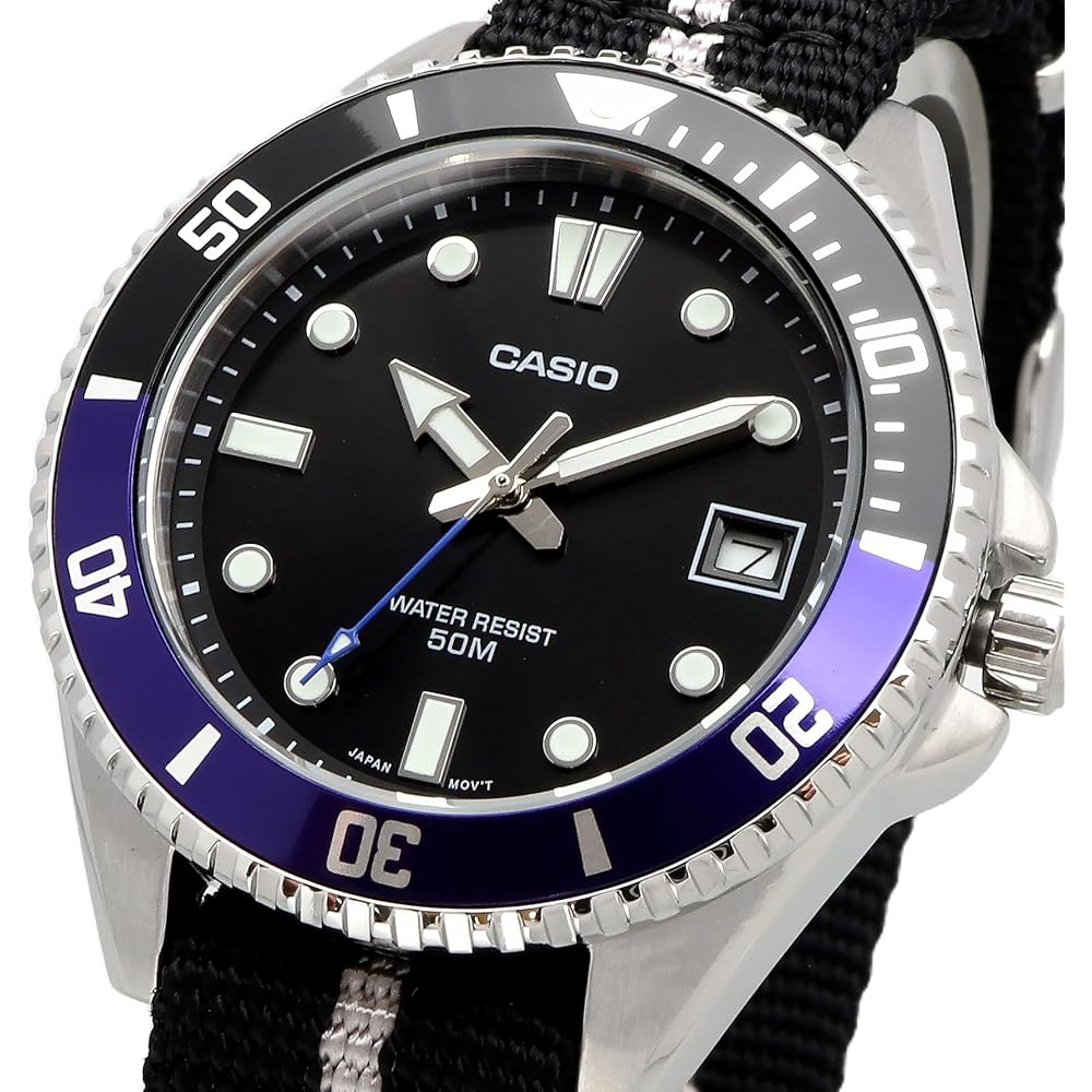 Casio Standard Analog Watch MDV-10C-1A2V Black Blue Bezel Cross Band Unisex