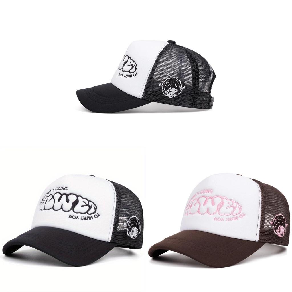 Classic American Vintage Embroidered Mesh Hat With Sun Protection For Men Women