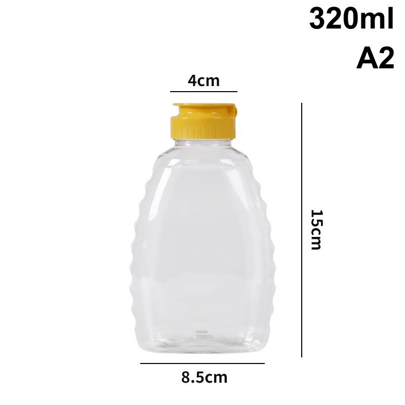 1Pc Clear Plastic Squeeze Honey Bottle Reusable Honey Dispenser Container with Lid Leak-Proof Honey Jar for Home Kitchen Storage