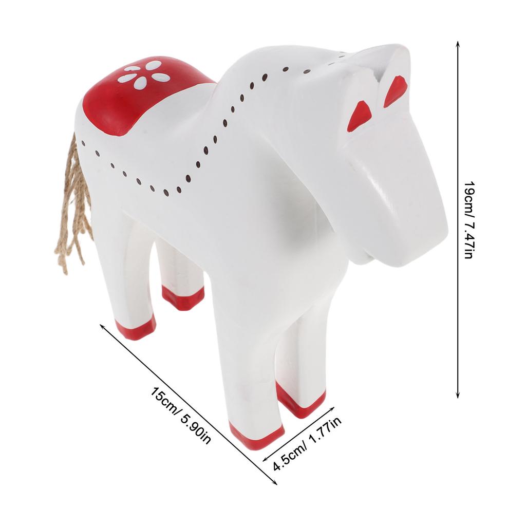 Wood Carved Horse Desktop Decor Rustic Chinese Zodiac 2026 New Year Animal Sculpture Feng Shui Lucky Horse Ornament