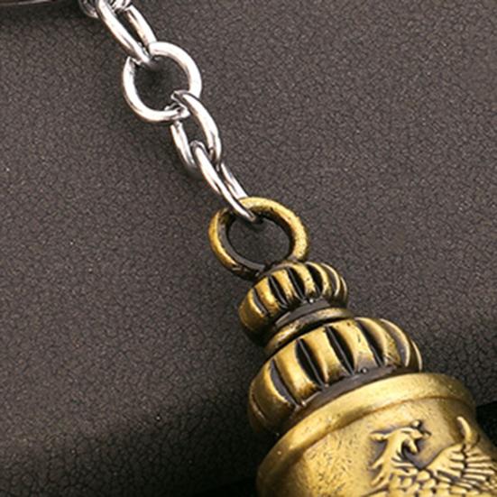 Keychain Pendant Traditional Pattern Retro Bell Design Crisp Ringing Sound Key Holder with Metal Key Ring Backpacks Suitcases Accessory