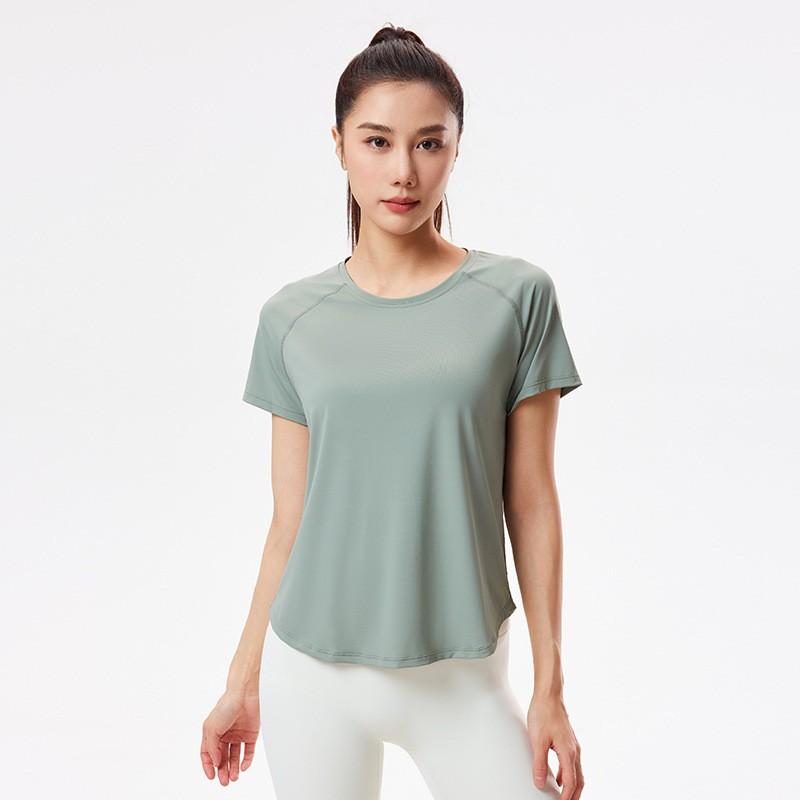 Womens Quick-Dry Short Sleeve Yoga Top Running Gym Workout Sportswear
