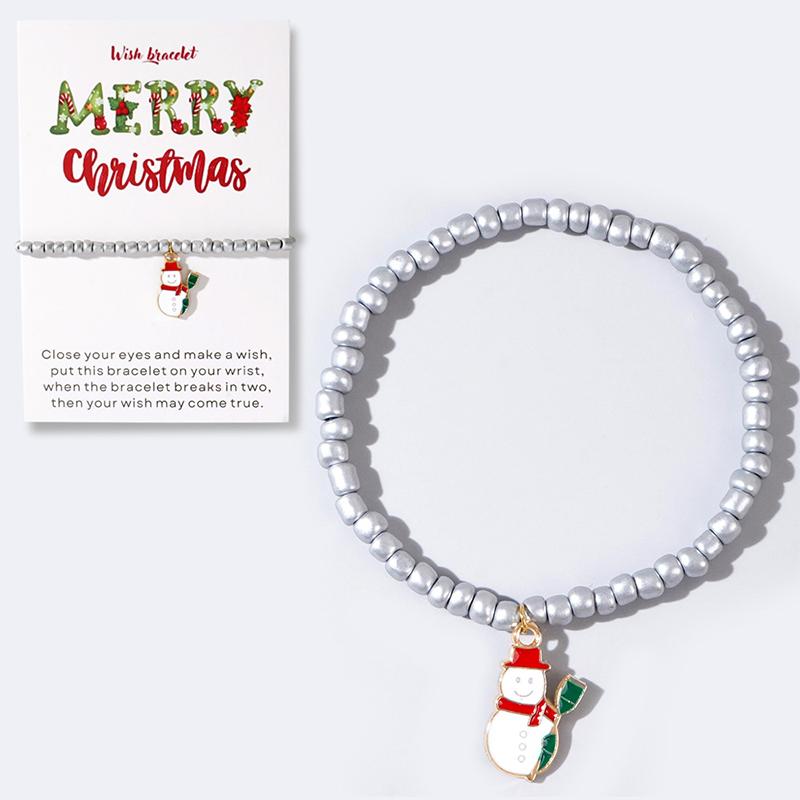 Christmas Colorful Beads Multi Element Pendant Bracelets For Women Santa Claus Tree Elk Bracelet Party Jewelry