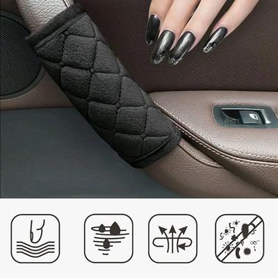 2 Pièces Universel Housse de Poignée de Porte Intérieure de Voiture Doux Peluche Protège-Poignée d'Accoudoir Intérieur Universel Auto Housses de Main Courante de Porte