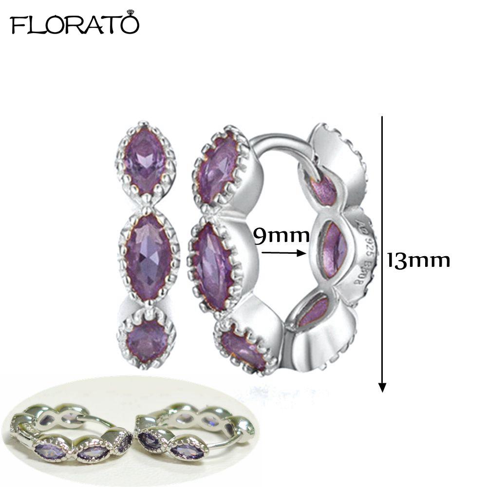 925 Silver Needle Elegant Purple Earrings Exquisite Small Hoop Earrings for Women Fashion Puncture Jewelry Accessories