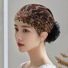 Soft Elastic Curly Hair Hat Embroidered Flowers Elderly Beauty Cap  All-match