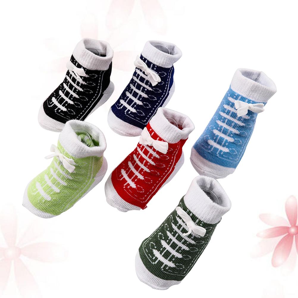 

6 пар детских хлопковых носков унисекс, детские носки для малышей, нескользящие, впитывающие пот, хорошо дышащие, мягкие носки для младенцев, гетры для ног, детские