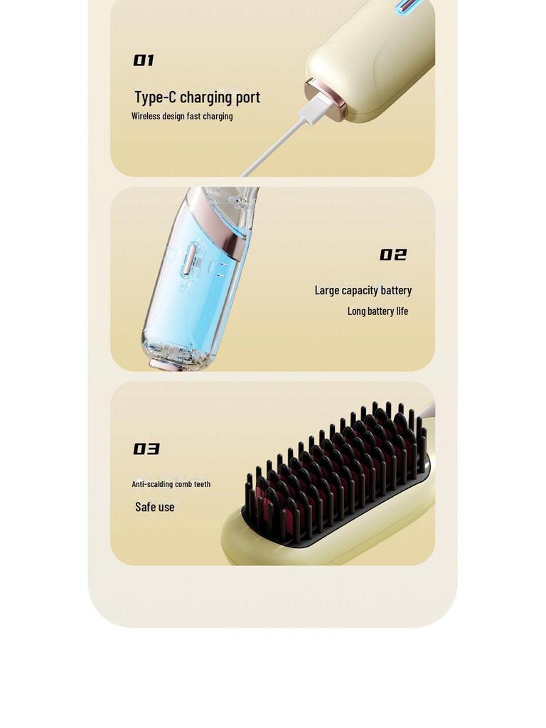 Portable Ionic Wireless Hair Straightener Comb