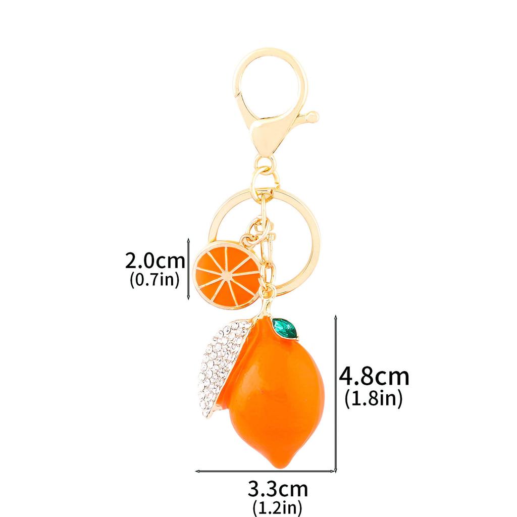 1/3Pcs Summer Style Alloy Rhinestone Lemon Keychain Bag Imitation 3D Fruit Ornament Key Ring Bag & Car Decoration