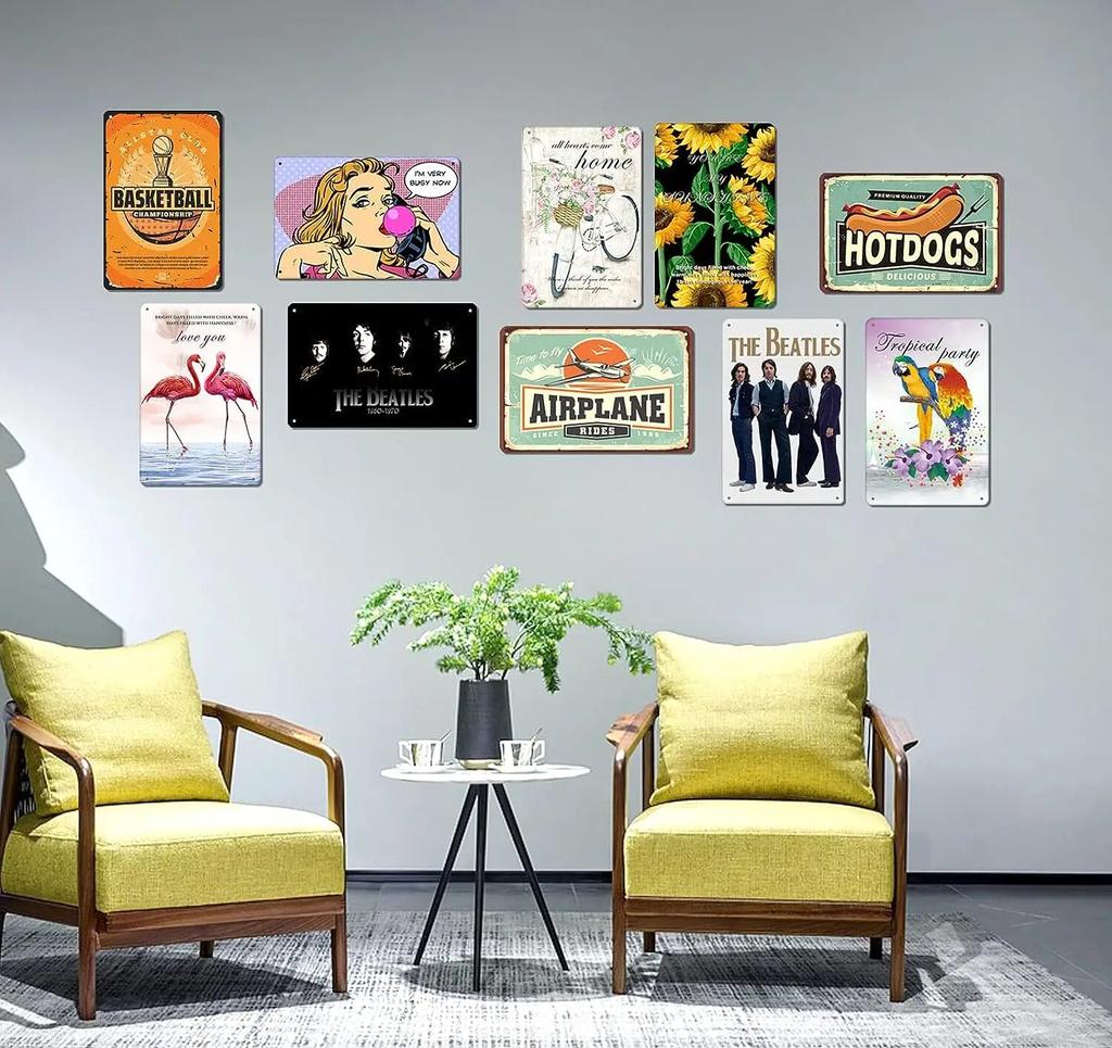 Vintage Airplane Tin Sign,Time To Fly Metal Signs,Airport Awaits Room Wall Decortive Signs,Retro Wall Art Decoration for Home