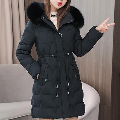 Vestes longues d'hiver pour femmes, nouveaux manteaux rembourrés minces à col en fausse fourrure à la mode pour dames, parkas d'hiver de style coréen à capuche
