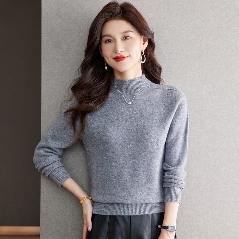 Snowflying Women's Pure Wool Half-High Collar Sweater