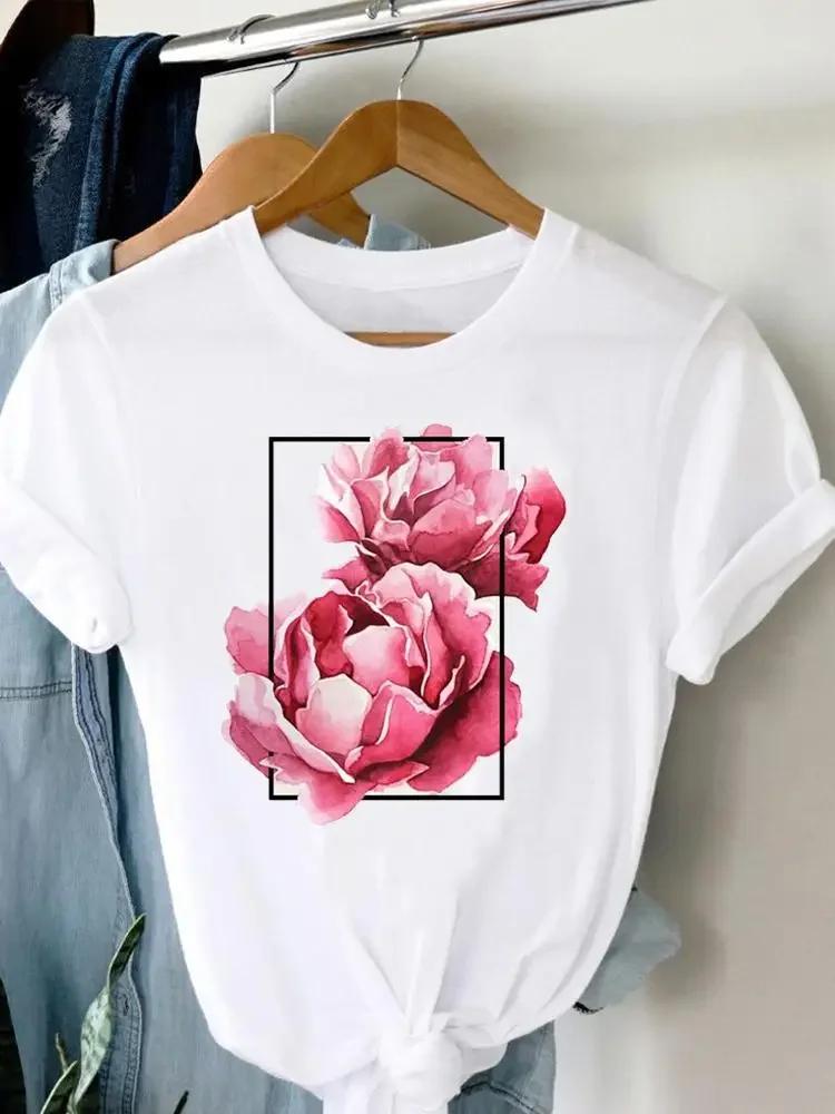 Tee Damen T-Shirt Sommer Kurzarm Print Kleidung Grafik T-Shirt Feder Malerei Vogel Kleidung Mode Damen Top