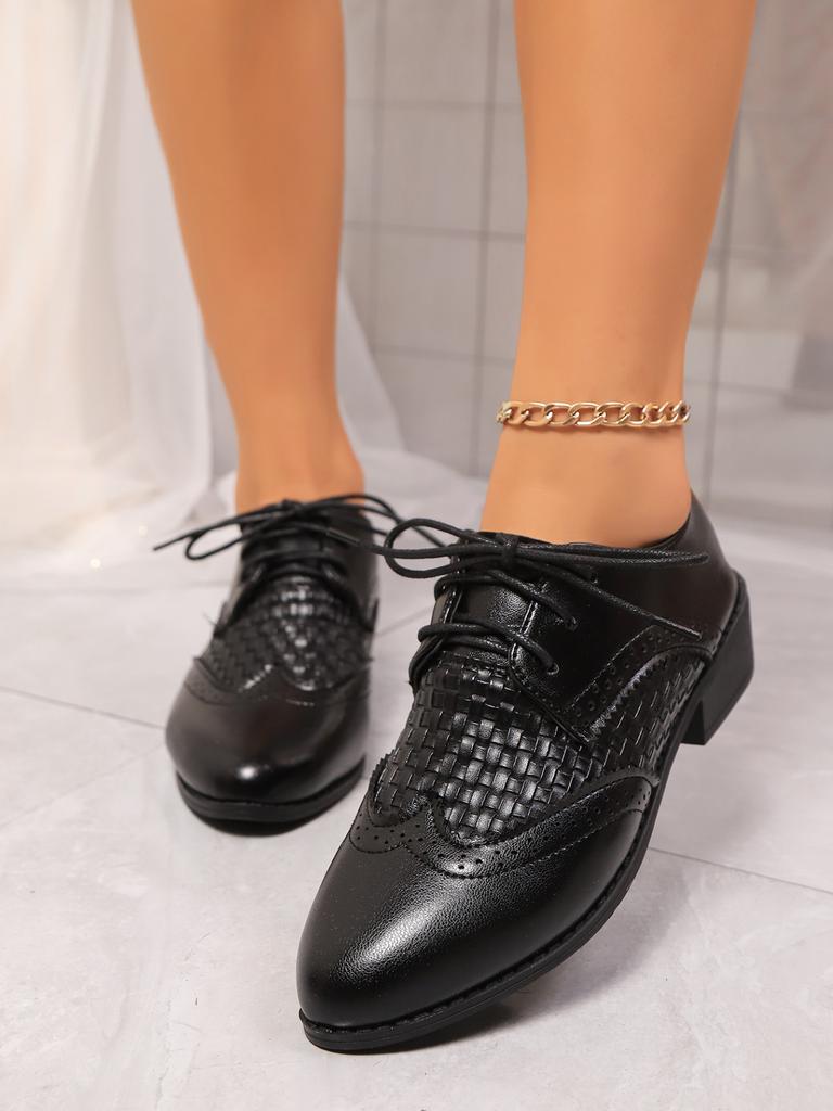 Fashion Size 36-43 Women Thick Heels Brogues Oxford Shoes Woman Round Toe Ladies Platform Oxfords Shoes New Ladies Office Pumps Brogues
