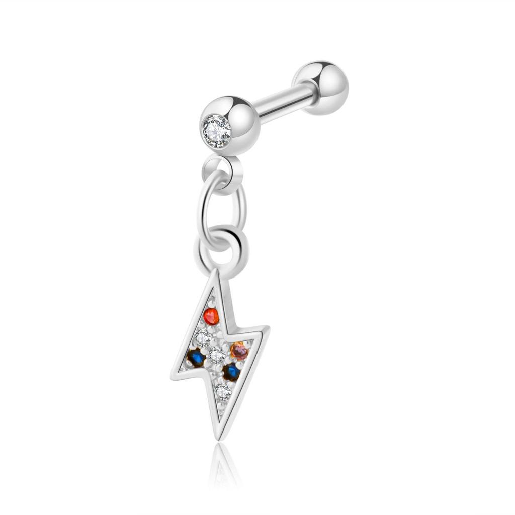 Zircon Stainless Steel Cartilage Stud Earrings - European & American Style