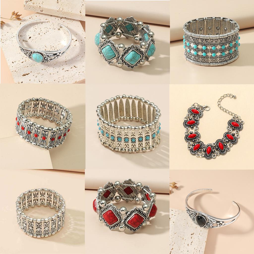 Cross Border Hot Personalized Retro Inlaid Resin Horse Eye Elastic Bracelet Fashionable And Simple Bracelet Trendy Accessory