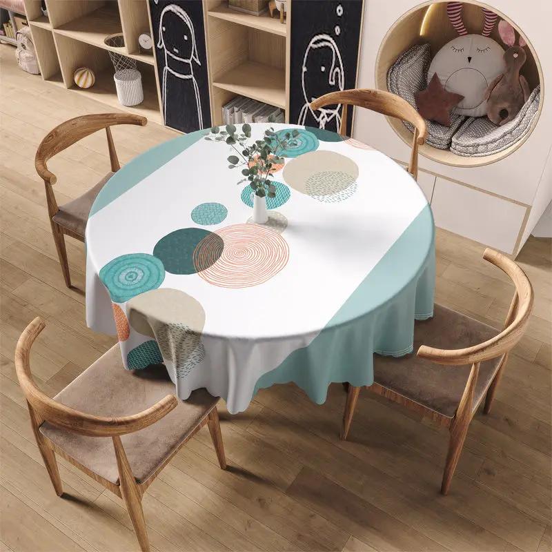 Round Coffee Tablecloth Waterproof Oil Resistant Washable PVC Tablecover Erasable Scald Resistant Minimalist Household Table Mat