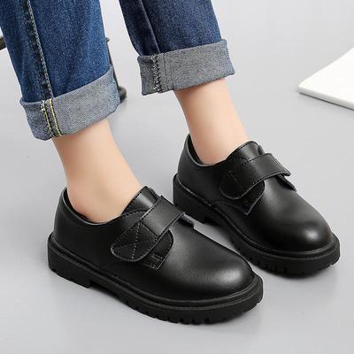 2024 Boys' Black Leather Shoes: Korean & British Style with Soft Soles, Ideal for Medium and Large Kids' Student Performances