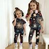 Jungen und Mädchen Unabhängigkeitstag Druck Set Kinder Freizeit Kurzarm Oberteil und Lange Hosen Set
