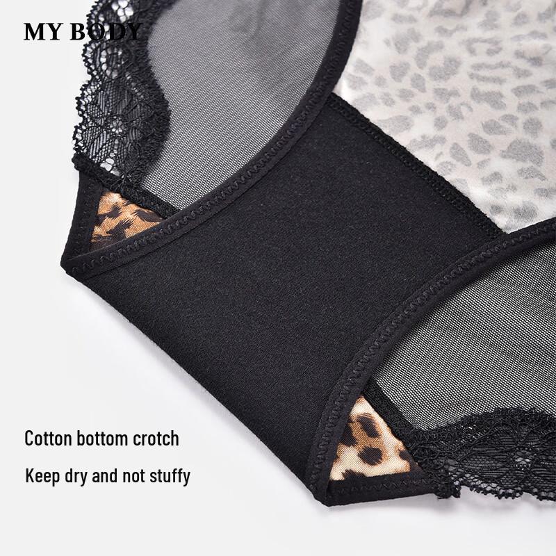 Mybody Women's Leopard Print Mesh Briefs