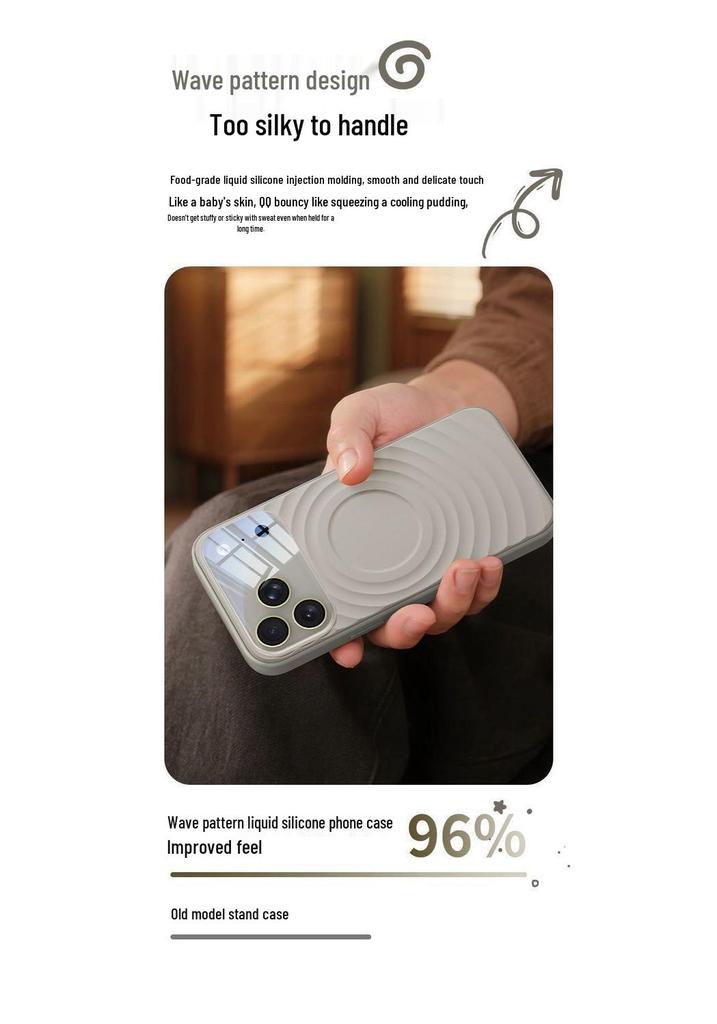 Liquid Silicone Ripple Pattern Magnetic Phone Case for iPhone 17 Pro Max with Button for Apple 16 and 15