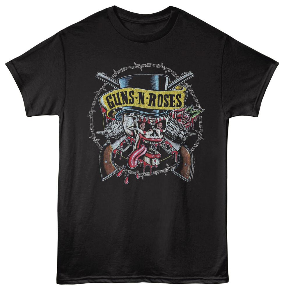 Guns N Roses Barbed Wire Clown Skull Pistols Men T Shirt Rock Music Merch XXXL