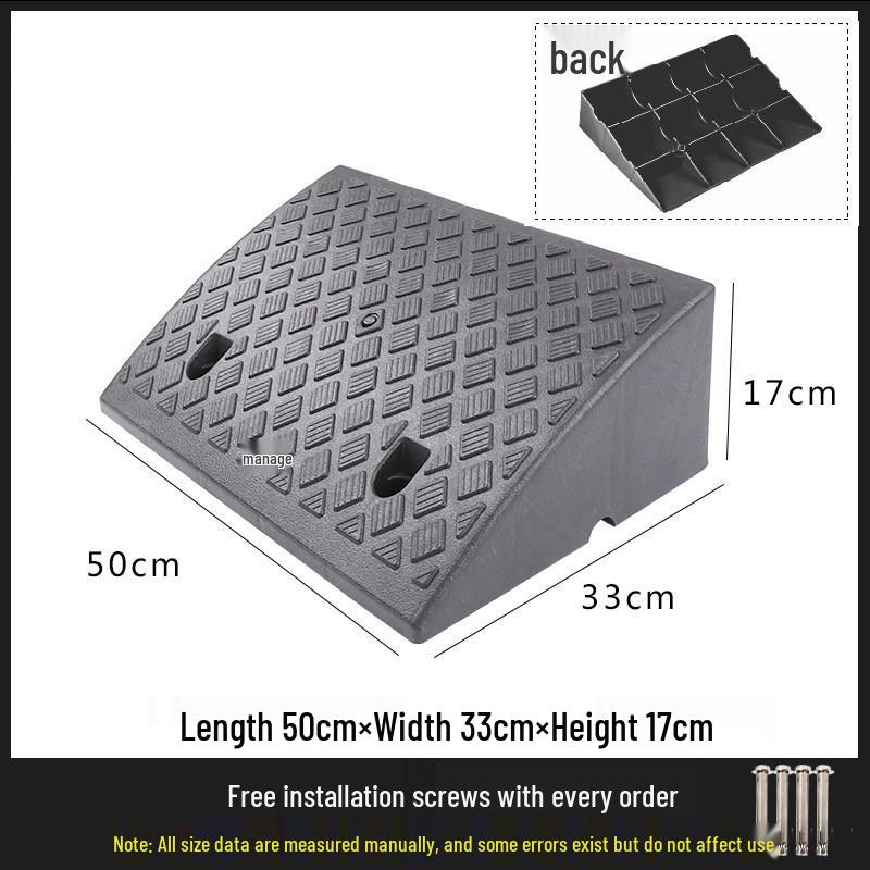 Car Curb Ramp: Plastic Step Pad for Sill, Edge, or Slope, Ideal for Uphill Climbing and Speed Bump Triangle Pad