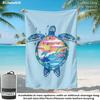 1pc Blue & White Striped Seahorse Printed Beach Towel, Microfiber Soft Absorbent Swim Towel, Lightweight Portable for Bathroom,