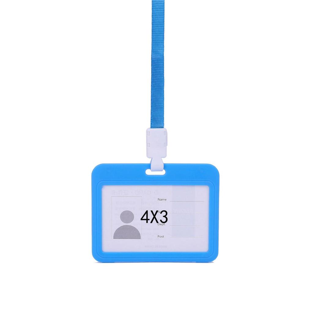 Card Protector 4 X 3 Inches With Lanyard Transverse Clear PP Plastic Card Holder