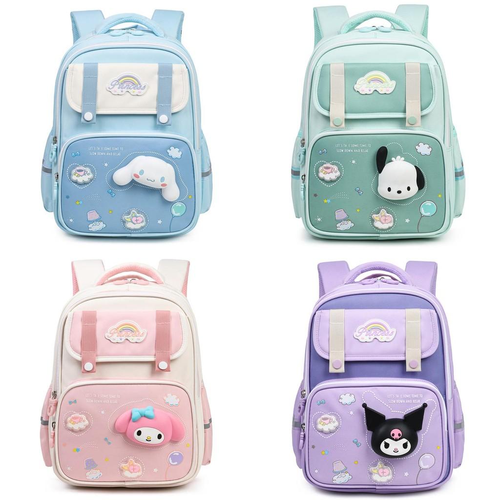 Sanrio Cinnamoroll Dětský batoh pro dívky na základní škole z lehkého oxfordského materiálu s kresleným designem pro školní použití