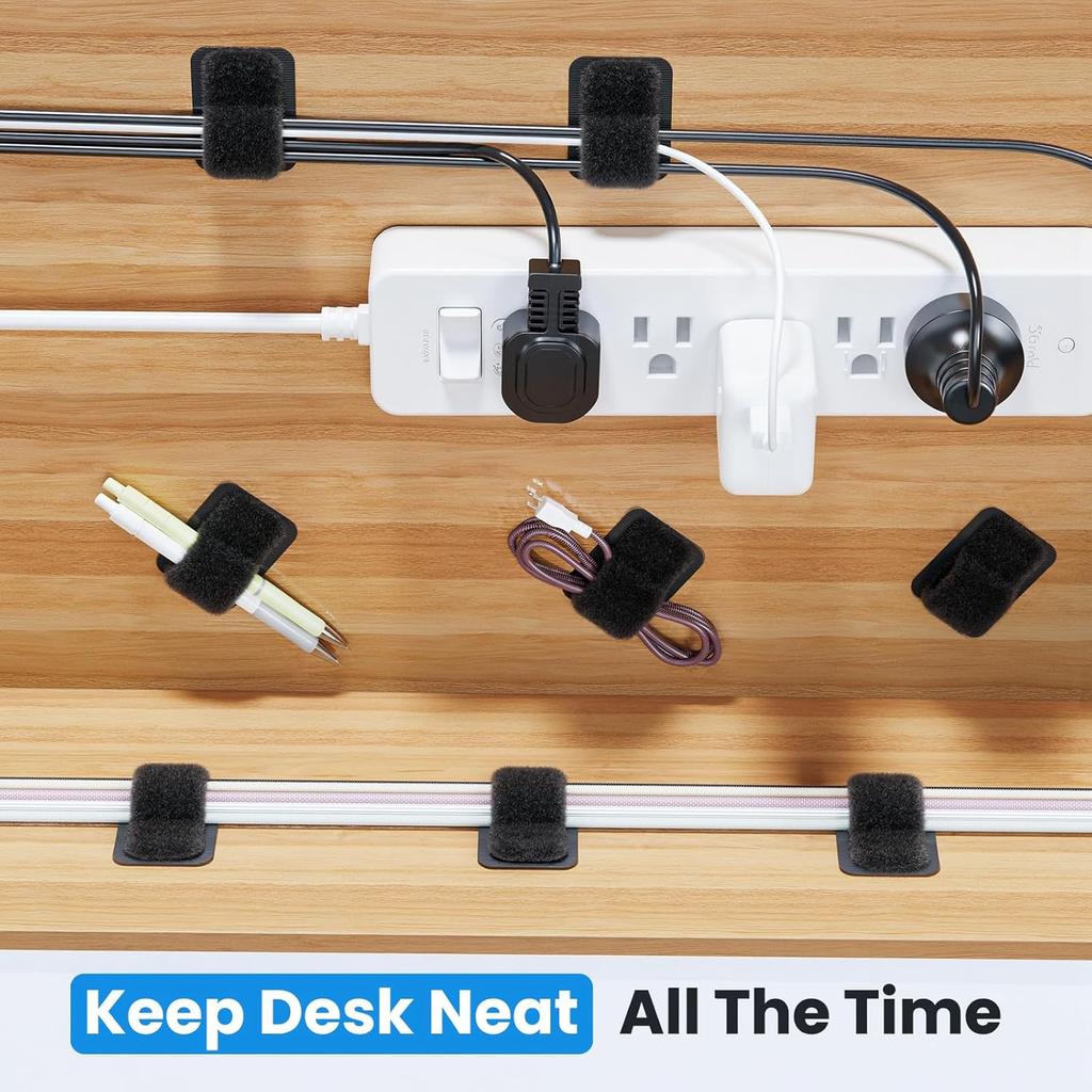Under-table cable manager can hold 15 cables Reinforced adjustable Velcro cable strap reusable under-table cable fixing clip 20 pairs white