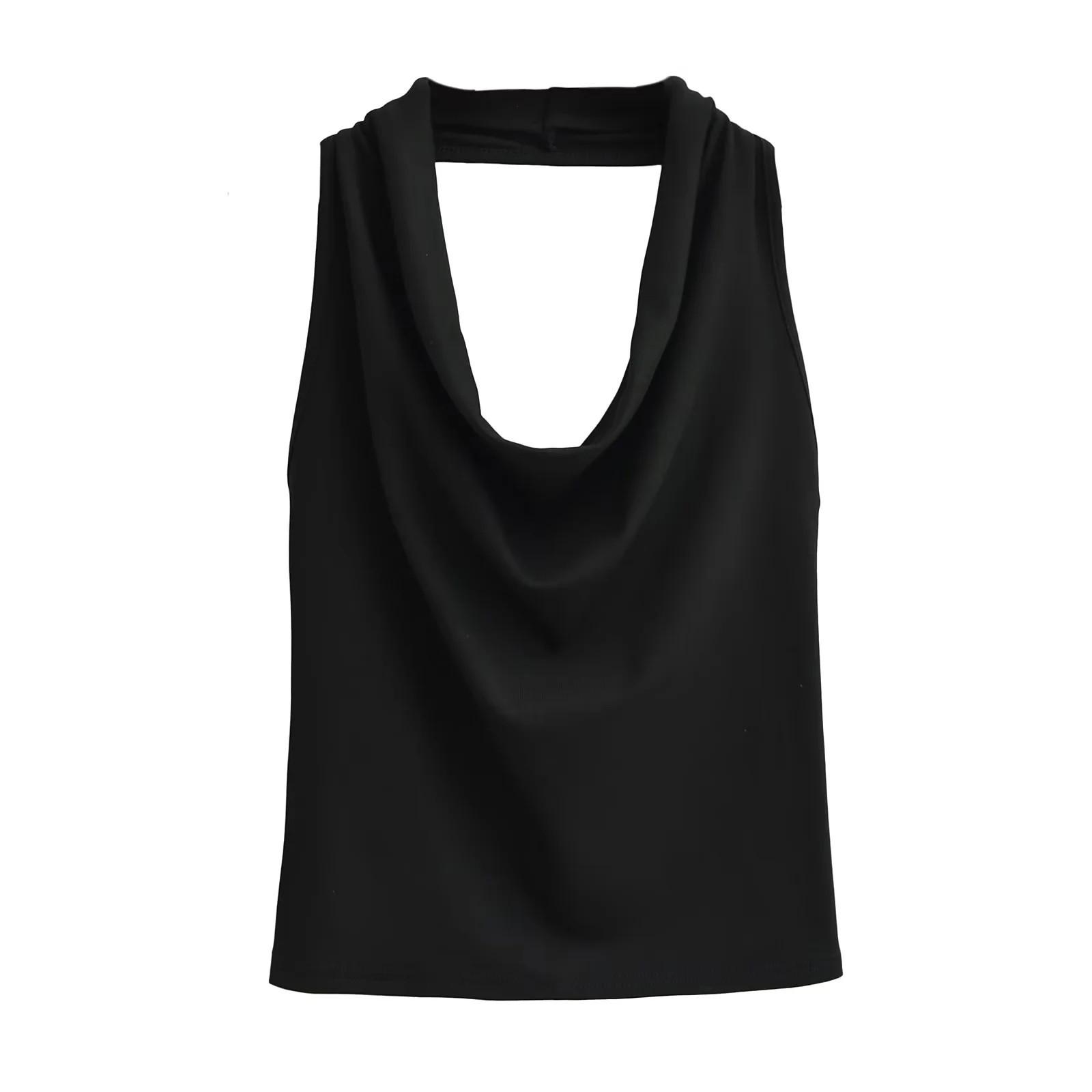 

Slimming Solid Color Cowl Neck Spaghetti Strap Women s Tank Top - Stylish Inner & Outer Wear Medium чорний