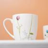 Floral Pattern Fine Bone China Mug, White Porcelain Coffee Mug with Handle, Safe for Microwave Oven, 1pc