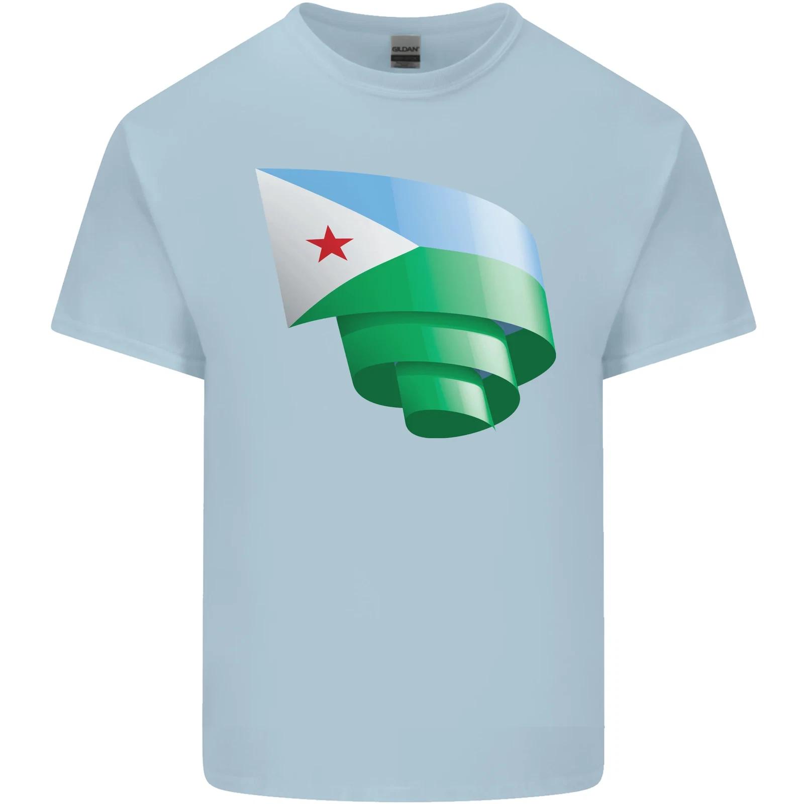 

Curled Djibouti Flag Djiboutians Day Football Kids T-Shirt Childrens S