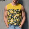 INCERUN Men Sleeveless Floral Print Casual Loose Tank Tops