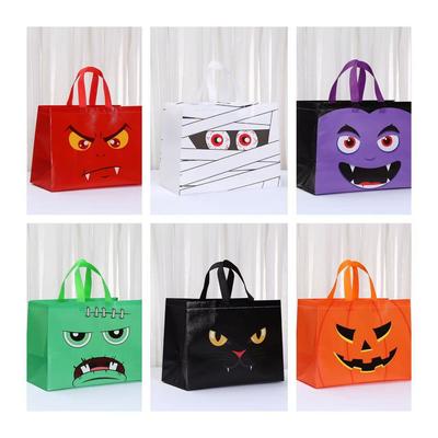 StoBag Halloween Monster Non Woven Bags Reusable Trick or Treat Tote Gift Bag Vampire Pumpkin Mummy Cat for Candy Cookie Party F